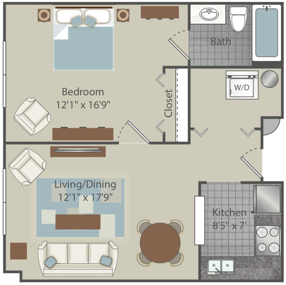 Clear Creek Commons Apartments_Golden CO_Floor Plan_One Bedroom One Bathroom_Tablemountain Mountain View Clear Creek Commons Apartments_Golden CO_Floor Plan_One Bedroom One Bathroom_Tablemountain Mountain View